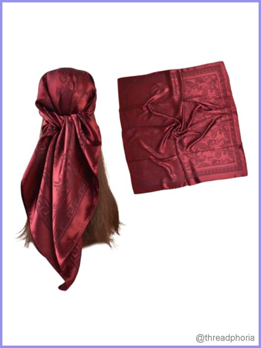 35x35 Inch Polyester Satin Scarf for Women Head Neck Scarf Paisley Lightweight